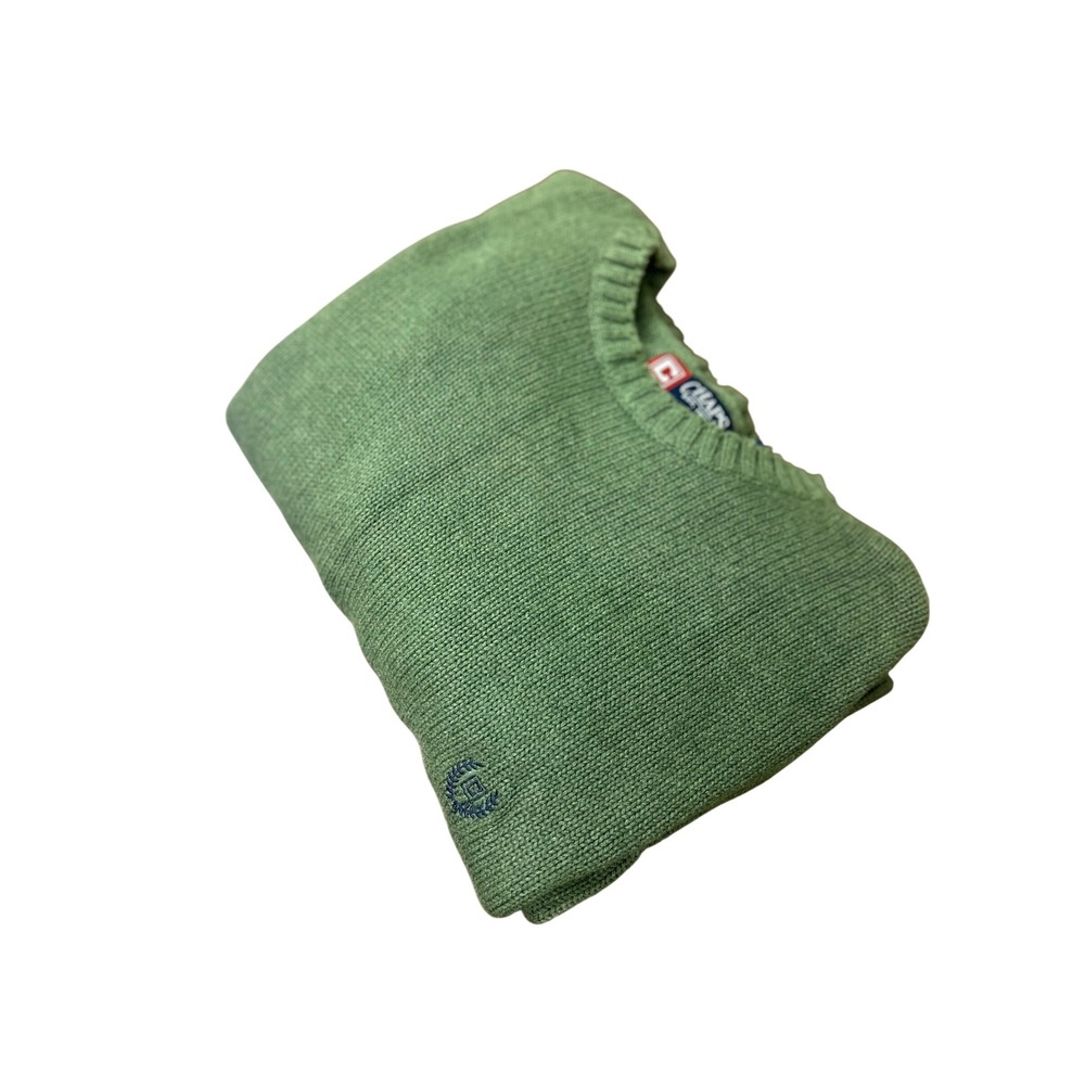Chaps Green Cotton Knit Crew Sweater Mens Size XL Neck Long Sleeve Casual